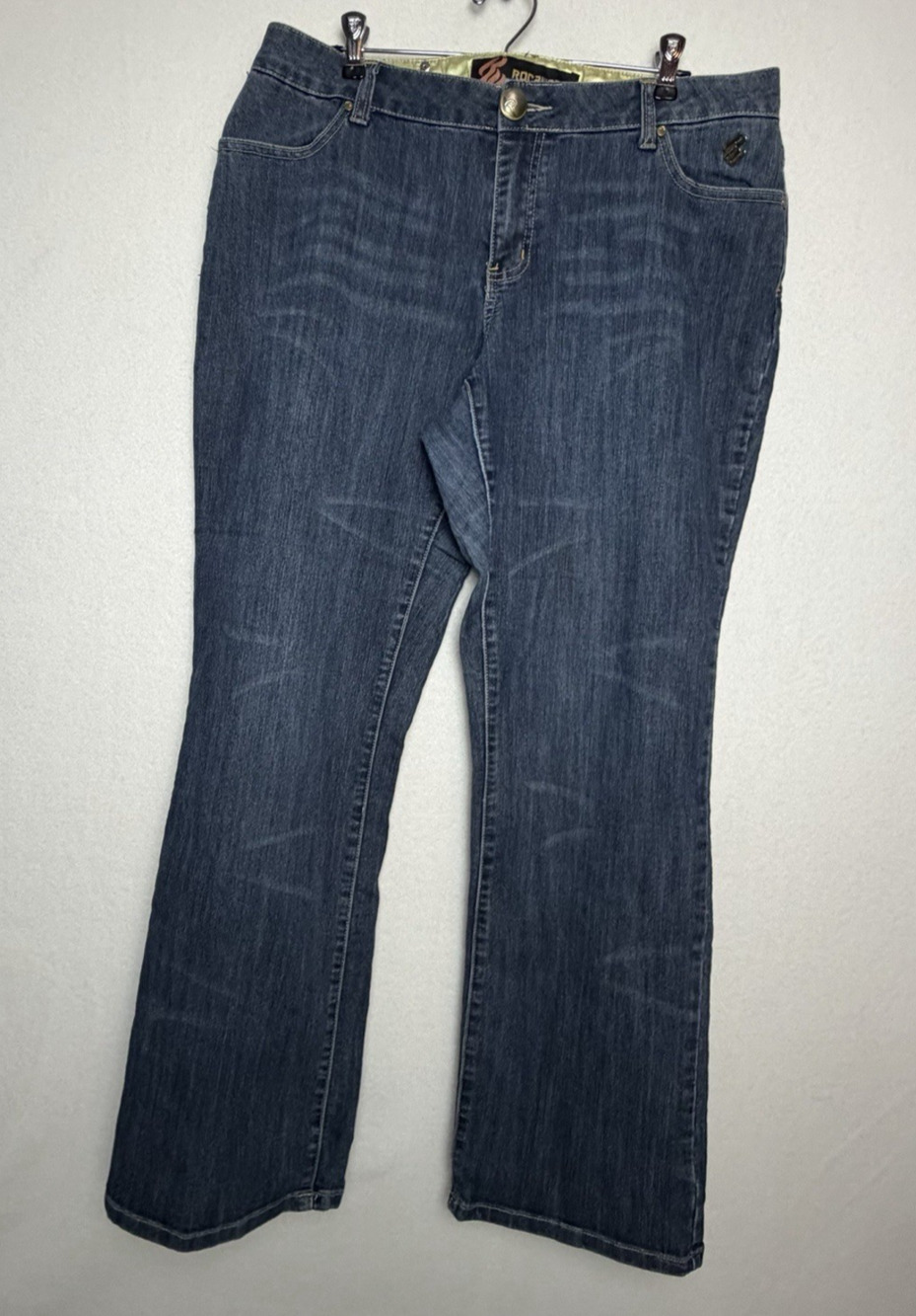 Rocawear Vintage Y2K Women's Bootcut Denim Blue Jeans Embroidered Pocket Size 16